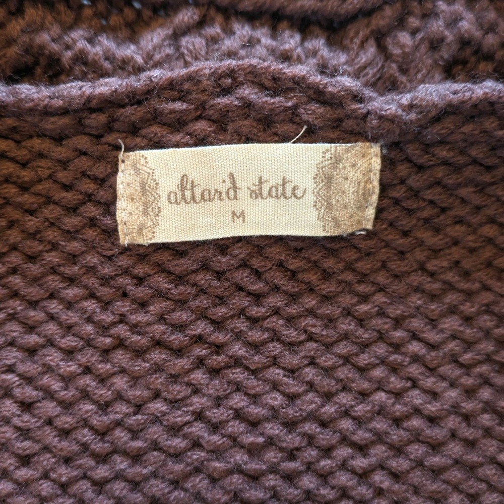 Altar'd State Cable‎ Knit Chunky knit Pullover Sweater Braided Collar - Size M - Picture 3 of 6
